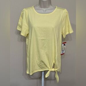 Nautica Women’s Yellow Side-Tie Crew Neck Short Sleeves Comfort T-Shirt s M